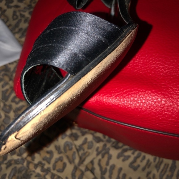 Manila Bkanik  size 10 black satin heels ankle strap with rhinestones 3” heel - Picture 14 of 15